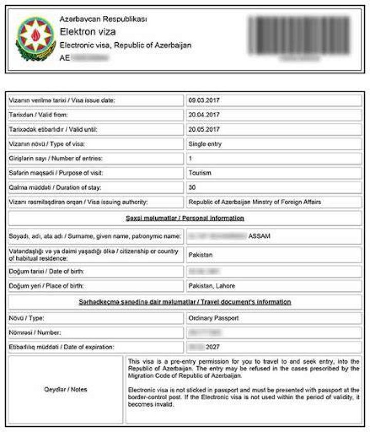 How can Azerbaijan get work visa in Pakistan?