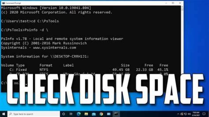 How do I check disk space in Windows Server 2016?