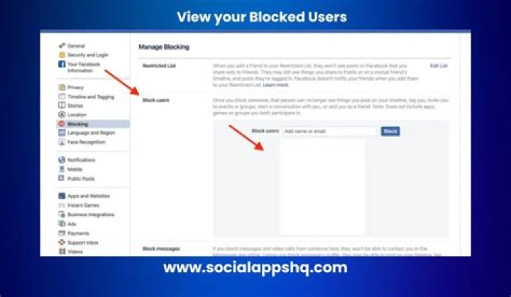 How do you remove someone from your block list on Facebook?