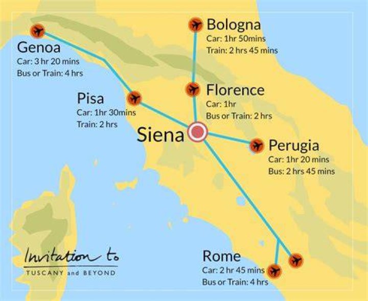 How far is Siena from Volterra?