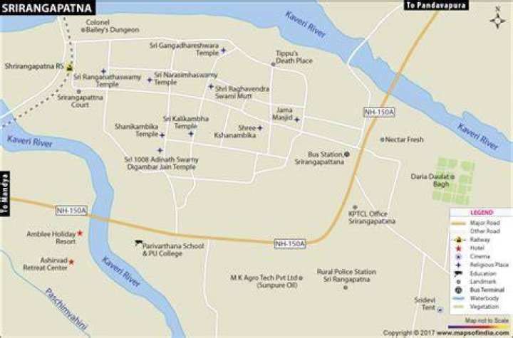 How far is srirangapatna from Bengaluru?