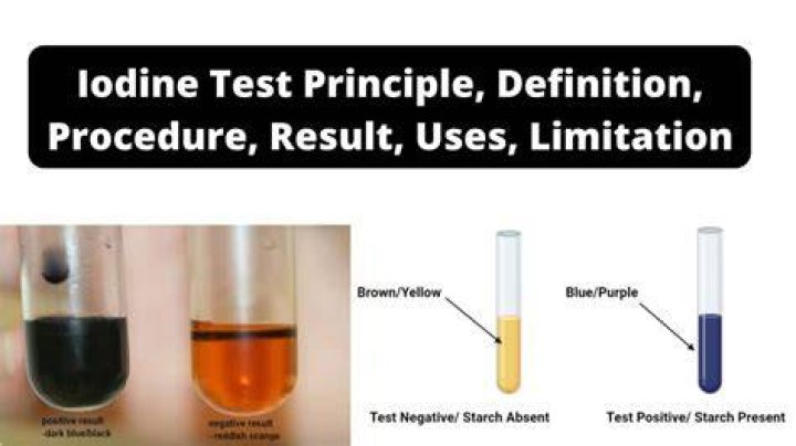 What indicates a positive iodine test for starch?