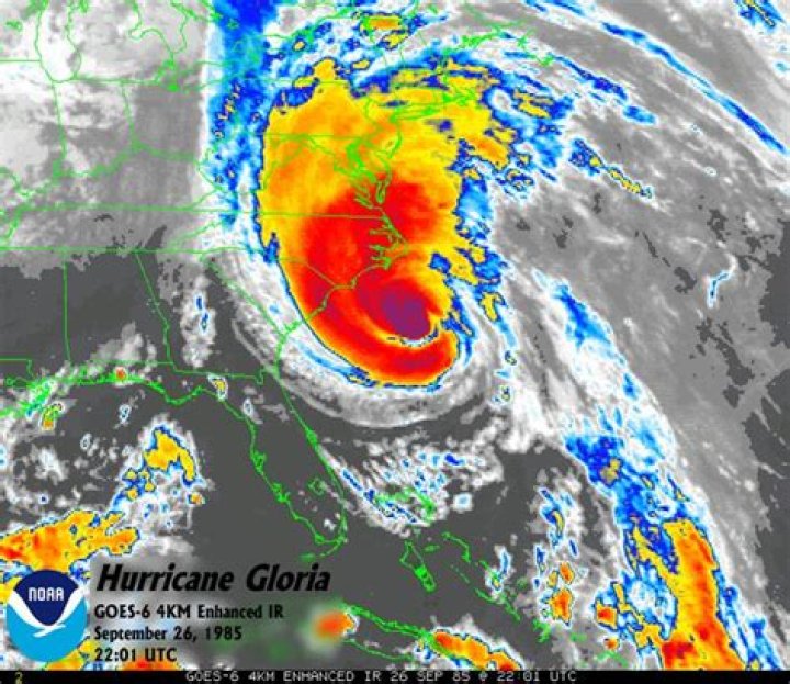 What was the track of Hurricane Gloria 1985?